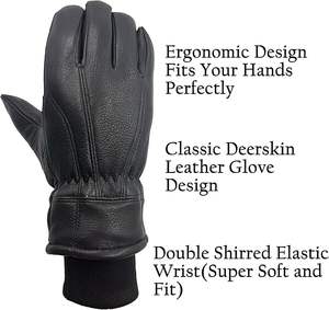 Guantes de Invierno de Piel de Ciervo para Hombre, Guantes de Trabajo Cálidos, Guantes Térmicos Aislantes para Conducir Camiones - Product Image 4