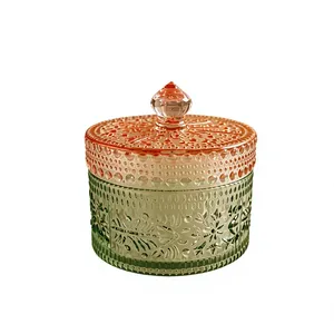 Décoration de maison de luxe moderne, grand vase à bougie de table en verre cristal soufflé à la main, design artisanal pour mariage, baby shower, Ramadan - Product Image 1