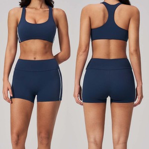 2026 New Arrivals Eco-Friendly Breathable Plus Size High Waist Contrast Color Yoga <b>Shorts</b> <b>Sets</b> <b>Women</b> Casual Sport Wear - Product Image 1