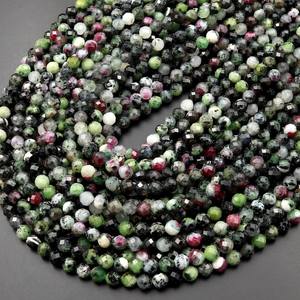 ลูกปัดทรงกลมจากหินรูบี้โซไซต์ธรรมชาติแบบเจียระไน สำหรับทำเครื่องประดับ DIY สร้อยคอ สร้อยข้อมือ ขายส่ง - Product Image 4