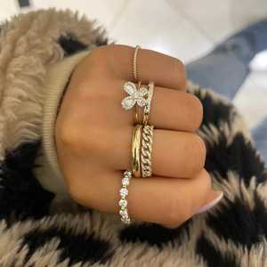 <b>Butterfly</b> Statement Rings Round Baguette Lab Grown Diamond Pave Set 14K 18K Solid Gold Cocktail Solitaire Elegant Luxury Jewelry - Product Image 6