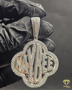 Custom <b>Letter</b> Pendant in 925 Sterling Silver with Iced Moissanite Diamonds Hip Hop Jewelry - Product Image 1
