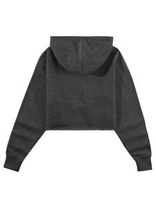 Ensemble de survêtement d'hiver en molleton de coton personnalisé de haute qualité pour femmes, style hip-hop, avec broderie 3D et sweat à capuche court - Product Image 3