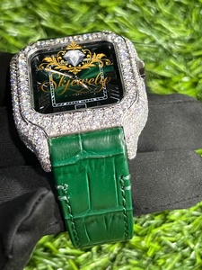 Green Moissanite Mechanical Watch Stainless Steel Square Dial Sapphire Crystal Unisex Luxury <b>Wristwatch</b> - Product Image 6