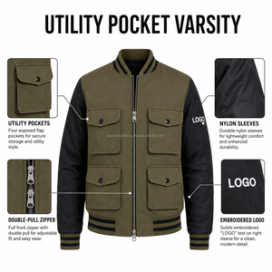 Men Varsity <b>Jacket</b> Custom Wholesale Letterman Baseball Bomber College <b>Jacket</b> for Men Leather Sleeves Custom Logo Patch OEM - Product Image 6