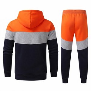 New Arrivals Custom Men's Color Blocking <b>Hooded</b> Tracksuit Set Polyester Cotton Knitted Casual Autumn Wear Full <b>Zip</b> Jacket Pants - Product Image 2
