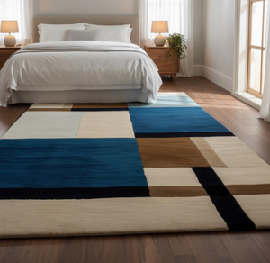 Alfombra multicolor de lana hecha a mano con diseño moderno de alta calidad, ecológica, para sala de estar, habitaciones infantiles, hoteles y oficinas. - Product Image 5