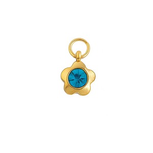 Colgante de Flor con Piedra de Nacimiento Aguamarina, Chapado en Oro, Amuleto de Cristal de Marzo, Accesorio Hecho a Mano para Joyería con Piedras Preciosas, Regalo para Mujer - Product Image 1