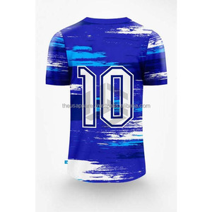 Maillot de football personnalisé à manches courtes et col rond, en polyester et élasthanne, pour adultes, avec service OEM de conception de couleurs contrastées - Product Image 4