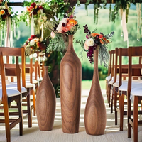 Vas Lantai Bambu Buatan Tangan Pot Bunga Kayu Art Deco Dekorasi Rumah Pernikahan Ukuran Kustom Pemasok Grosir