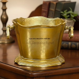 Cubo Enfriador de Vino de Latón Antiguo, Enfriador de Hielo para Champán Vintage con Asas, Tina Decorativa de Metal para Vino para Decoración del Hogar y Bodas - Product Image 5