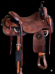 Nouvelle selle de cheval de ferme en cuir occidental de haute qualité, sculptée à la main - Product Image 2