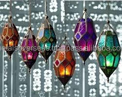 Factory Hot Sell Metal Tea Light Candle Holder <b>Moroccan</b> Lamps <b>Lantern</b> Hanging Decorative Colorful Glass Lamps - Product Image 2