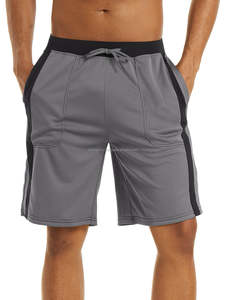 Pantalones cortos transpirables para gimnasio, pantalones cortos transpirables de secado rápido con cordón para correr, bolsillos con cremallera, pantalones cortos de malla para correr, Fitness, entrenamiento atlético, gimnasio - Product Image 2