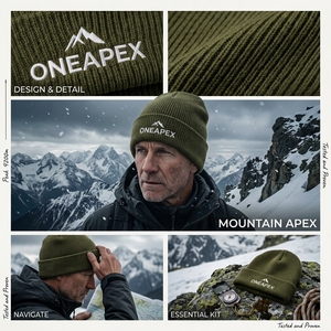 Gorro de Punto Verde Oliva para Hombre, Gorro de Invierno con Puño, Unisex, Estilo Urbano, Gorro Tipo Skull, Logotipo Personalizado, Accesorio de Moda al por Mayor - Product Image 6