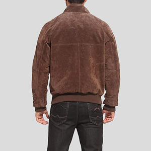 Veste en daim marron chocolat pour homme, style Harrington, veste bomber, véritable daim de chèvre, coupe ajustée, vêtement d'extérieur décontracté et doux - Product Image 3