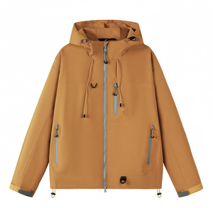 Custom Company Windproof Eco-Friendly Hiking Coat Outdoor Waterproof <b>Canvas</b> Softshell Nylon Zipper Stand Front Men Winter - Product Image 5