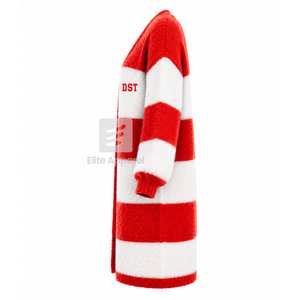 Cardigan long respirant personnalisé Delta Sigma Theta Sorority avec logo brodé sur le devant, rouge et blanc, décontracté, manches longues pour femme - Product Image 4