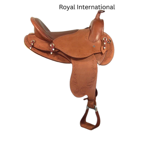 Selle de cheval western en cuir marron premium, faite à la main, équipement d'équitation confortable et durable pour la randonnée et le ranch - Product Image 1