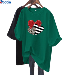Camiseta de Mujer a Precio Económico con Logotipo Personalizado al por Mayor, Camisetas de Mujer Extra Grandes con Estampado de Amor de Verano, Cuello Redondo Holgado, Top de Mujer - Product Image 2