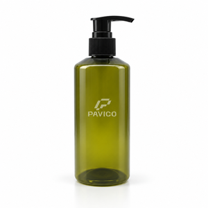 300ml Cylindrical Olive <b>Green</b> PET Plastic <b>Pump</b> Bottle 24mm Neck for Cosmetic Personal Care Packaging Pavico Brand OEM/ODM - Product Image 1