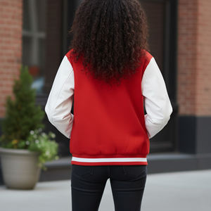 Vestes de baseball personnalisées pour femmes en cuir de mouton écologique, coupe-vent, imperméables et respirantes pour l'hiver - Product Image 5