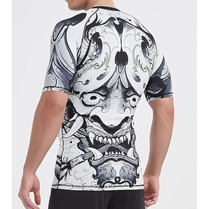 OEM Men Rash Guard Compression <b>T</b> Shirt Short Sleeve Swim Shirt UV Protection Custom Branding Wholesale - Product Image 6