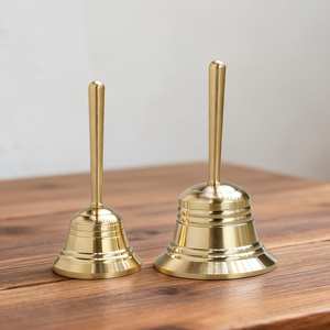 Campana de mano elegante de latón para restaurante, mostrador de servicio, atención al cliente, campana tradicional de metal, herramienta de llamada con sonido. - Product Image 3