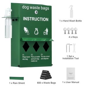 Dispenser Bloccabile per Sacchetti Igenici per Cani da Esterno con Bottiglia per Lavaggio Mani, 600 Sacchetti per Rifiuti, Palo per Recinzione per lo Smaltimento dei Rifiuti degli Animali Domestici - Product Image 3