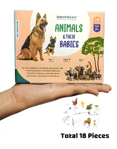 Rompecabezas de Animales y sus Crías, 18 Piezas, Juguete Educativo para Niños de 5 a 7 Años, Cartón y Papel - Product Image 1