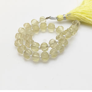 Cuentas de Cuarzo Bio Lemon en Forma de Melón Calabaza de 5-7mm, Cuentas de Cuarzo Talladas a Mano para Hacer Pulseras y Collares - Product Image 1