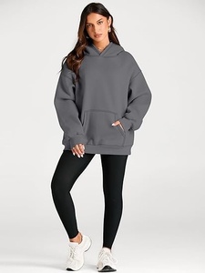 Sudadera informal extragrande con capucha para mujer, forrada, de manga larga, a rayas, de algodón, tela no tejida, transpirable, antipilling - Product Image 2