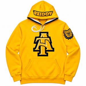 Sudadera con Capucha Personalizada al por Mayor, Estilo Universitario NC A&T, Bordado Chenille, Unisex, Etiqueta Privada - Product Image 1