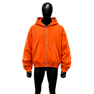 Sudadera con capucha naranja 100% de tejido grueso para hombre, personalizable, de invierno, corte holgado, estilo urbano, transpirable, esencial de moda, oversize - Product Image 1