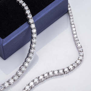 Fine Jewelry Hip Hop Lab Grown Diamond Round Brilliant Cut <b>Tennis</b> Chain <b>Necklace</b> for Classic Wedding Jewelry - Product Image 2