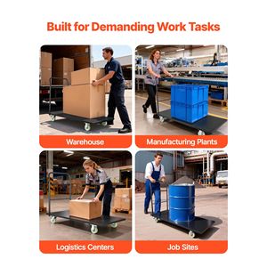 Heavy Duty Industrial Steel <b>Flatbed</b> Cart 2000 Lbs Capacity Swivel Wheels with Handle Hand Push Platform <b>Truck</b> - Product Image 3