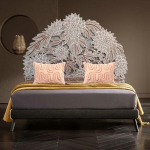 Luxury Handcrafted Solid Wood Bed <b>Frame</b> Ornate Sunburst Floral Carving <b>Antique</b> White Wash Finish - Product Image 1