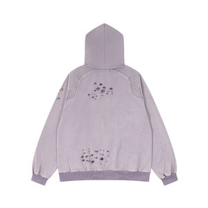 เสื้อฮู้ดครอปทรงพอดีตัว ผ้าโพลีเอสเตอร์/คอตตอนคุณภาพสูง ล้างสีแบบแอซิดวอช สำหรับผู้ชายและผู้หญิง สไตล์สตรีทแวร์ แต่งคริสตัล ทรงปกติ เหมาะสำหรับฤดูหนาว - Product Image 3