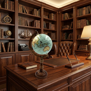 Luxury Executive Desk Globe with Detailed World <b>Map</b> | Wood Iron & Plastic Stand Educational Office Desk Globe Home Decor - Product Image 4