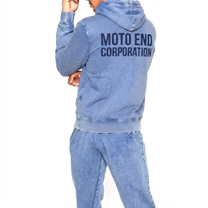Ensemble de sweat-shirt à capuche bleu pour homme, en coton French Terry, jogging décontracté, coupe régulière, vêtements d'automne - Product Image 6