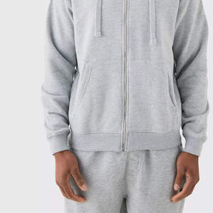 Sudadera con Capucha y Cremallera de Forro Polar Grueso de 400 g/m², 100% Algodón, Color Negro Sólido, Corte Regular, para Invierno, con Cuello con Capucha y Cremallera, Térmica - Product Image 4