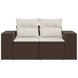 Canapé de jardin 2 places en polyrotin marron avec housses amovibles - Product Image 4