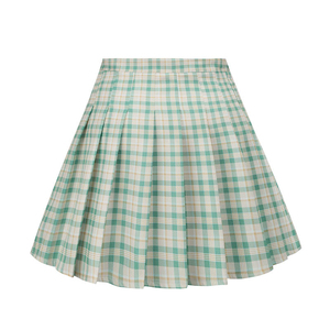 Cotton Custom Women Summer School Uniform <b>Skirt</b> Box Pleated Skater <b>Skirt</b> <b>Elastic</b> <b>Waist</b> Denim Fabric Casual Eco-Friendly OEM - Product Image 2