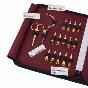 Kit complet de pinces pour extensions de cheveux à micro-anneaux, pince de serrage de perles, aiguilles à coudre, pinces de sectionnement, peigne - Product Image 5