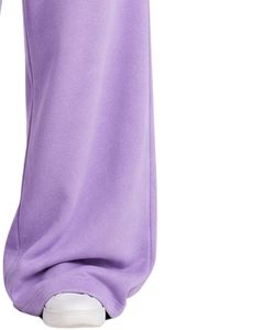 Custom Lavender Women Wide Leg Sweatpants High Waist Loose Fit Casual Streetwear Lounge Fleece <b>Trousers</b> <b>With</b> Drawstring <b>Pockets</b> - Product Image 4