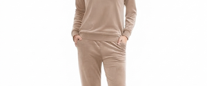 Survêtement beige respirant à capuche pour femme, manches longues, pantalon long avec poches latérales, streetwear décontracté d'hiver - Product Image 5