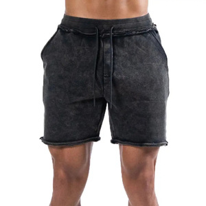 Shorts en jean bleu clair classiques pour hommes, coupe slim, ourlet brut, décontractés, en coton, pour l'été, bas de tenue tendance pour hommes - Product Image 6