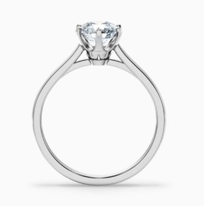 Bague en moissanite taille ronde en argent sterling 925 plaqué or blanc, bague de fiançailles minimaliste et délicate, alliance de mariage, bague de mariée - Product Image 3