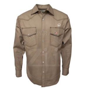 Chemise FR à manches longues pour hommes, boutons-pression, marque personnalisée, sécurité pour le soudage, 100 % coton, résistante aux flammes, fourniture d'usine, conforme NFPA 2112 - Product Image 4