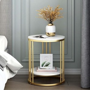 Premium White Marble Gold Metal Side <b>Table</b> Wholesale | Modern Round Accent <b>Table</b> India - Product Image 2
